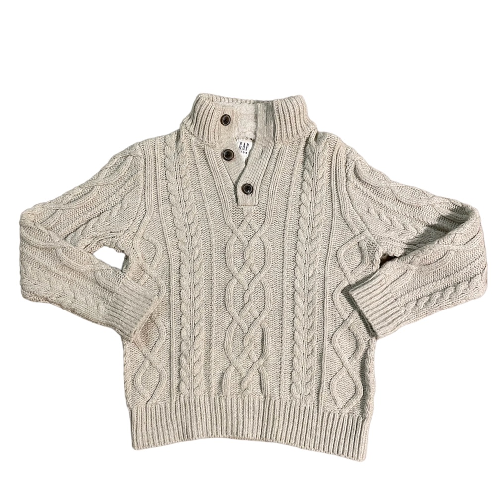 Gap Kids boy cream/tan cable sweater - size medium (8)